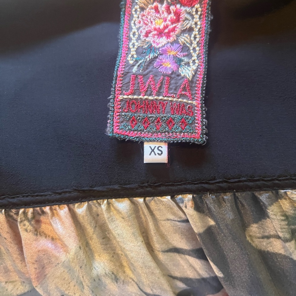 Johnny Was Black Holiday dress with Floral and black velvet - XS